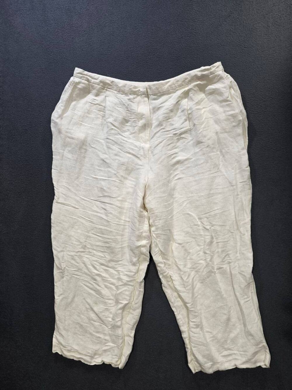 Eileen Fisher Women’s Organic Linen Wide Leg Ankle Trouser Pants 3X A010987